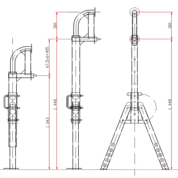 plan 3D d'un accessoire pour container, la béquille de levage.