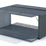 Location pour l'évènementiel d'un container stand butterfly.